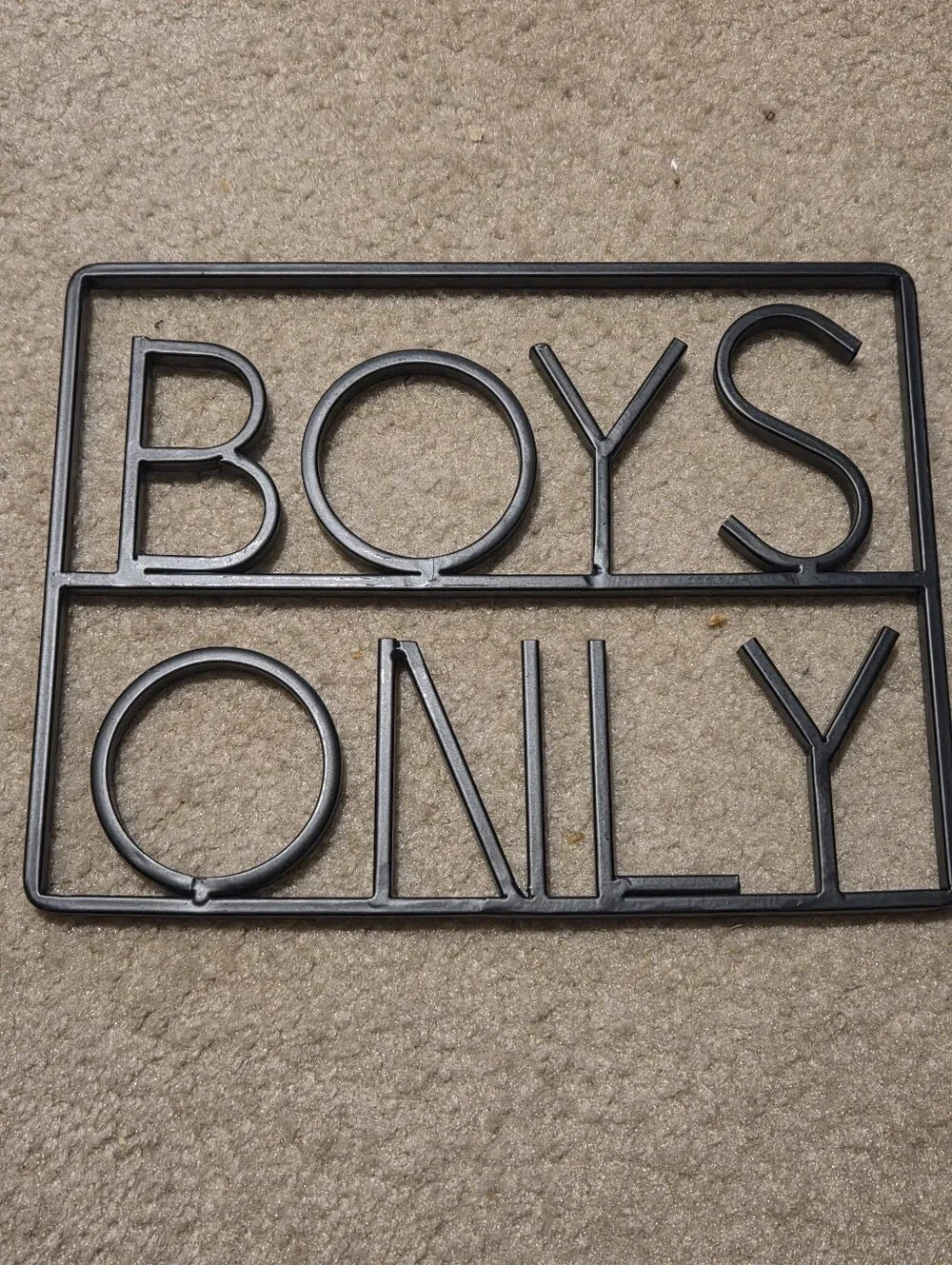 Metal 'Boys Only' Wall Sign - Black